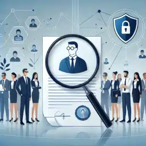 Image of document with a magnifying glass in front of it, depicting the idea of background checks.