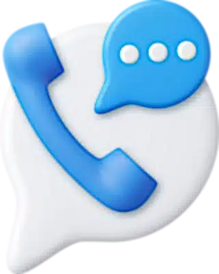 Contact Us - Image of a conversation bubble with a phone handset within it